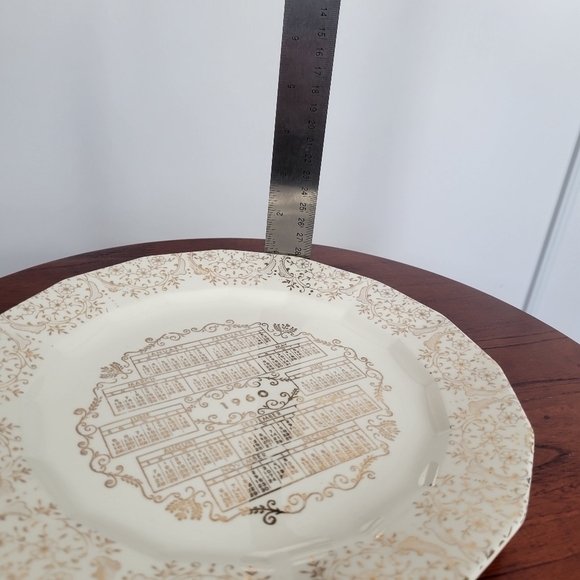 Vtg Harkerware 1960s Calendar‎ Souvenir Plate Gold White Made In USA Collectible - Picture 11 of 11